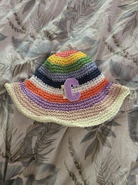 Celine Multicolor Crochet Bucket Hat with 'C' Patch NWOT